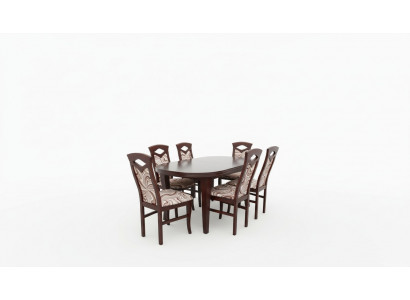 Modern 7-deel-Esszëmmer-Set Klasseschen Dësch 6x Stull Stull Gruppe