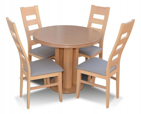 Iessdësch 4 x Still Iesszëmmer Set Iessgrupp Holz Dësch 5-Deel Grëpp Garnitur