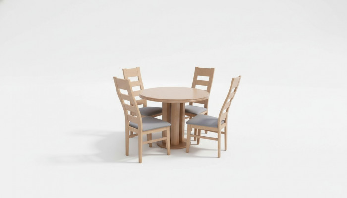 Iessdësch 4 x Still Iesszëmmer Set Iessgrupp Holz Dësch 5-Deel Grëpp Garnitur