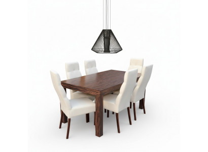 Klasseschen Iessdësch Dësch Holz Garnitur Iesszëmmer 6x Stull Set Still 7 Stéck Set