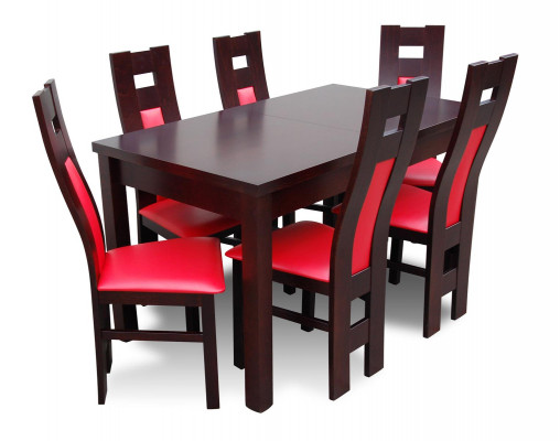Komplett Set Iessdësch + 6 Still Iesszëmmer Set Holzdëscher Iessgrupp Dësch 7tlg