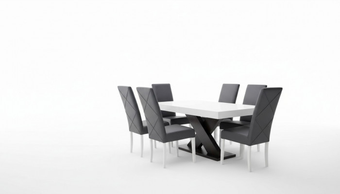 Iesszëmmer Set Vitrin Iessdësch 6x Stull Garnitur Dësch Grupp 7tlg. Set Modern