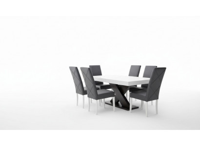 Iesszëmmer Set Vitrin Iessdësch 6x Stull Garnitur Dësch Grupp 7tlg. Set Modern