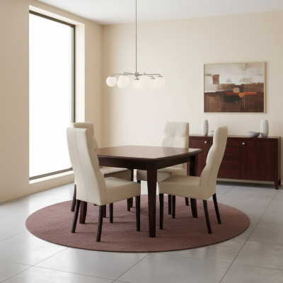 Luxus Iesszëmmer Set Garnitur 5tlg Braun Holz Miwwelen 4xStull Dësch Stil Modern Nei