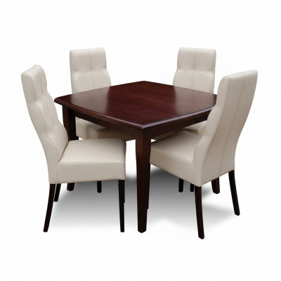 Luxus Iesszëmmer Set Garnitur 5tlg Braun Holz Miwwelen 4xStull Dësch Stil Modern Nei