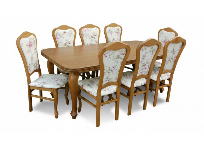 Komplett Set Iessdësch + 8 Still Iesszëmmer Set Iess Grupp Holz Dësch Dëscher 9tlg