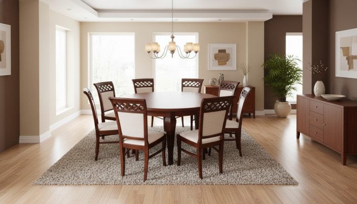 Iesszëmmer Dëscher Grupp Iessdësch Dësch Holz Garnitur 8x Stull Set Still 9-tlg