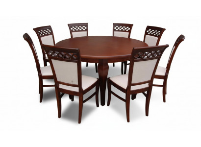 Iesszëmmer Dëscher Grupp Iessdësch Dësch Holz Garnitur 8x Stull Set Still 9-tlg