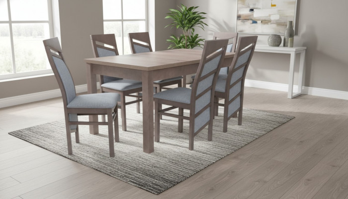 Set Iessdësch 6x Still Réck sied Stull Garnitur Dëscher Iesszëmmer Grupp 7tlg. Holz