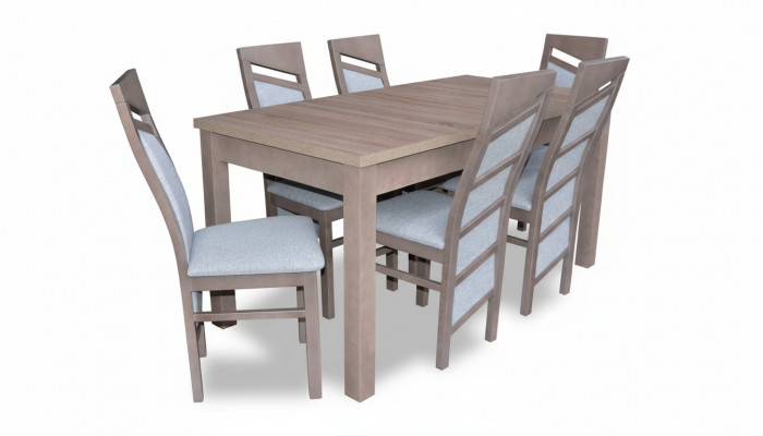 Set Iessdësch 6x Still Réck sied Stull Garnitur Dëscher Iesszëmmer Grupp 7tlg. Holz
