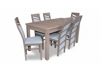 Set Iessdësch 6x Still Réck sied Stull Garnitur Dëscher Iesszëmmer Grupp 7tlg. Holz