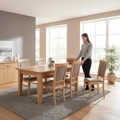 Komplett Set Iessdësch 4 Still Iesszëmmer Set Iess Grupp Holz Dësch Dëscher 5-Deelersatz