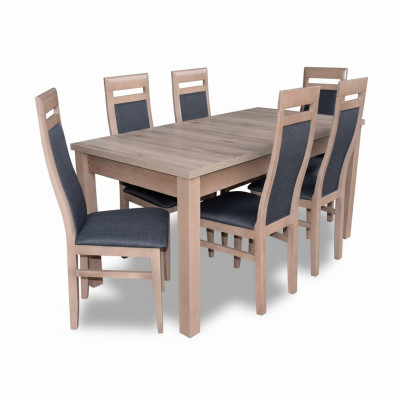 Rechteckeg Iesszëmmer Dësch 6 Still Stull Garnitur Holz Dëscher Iessgarnitur 7tlg