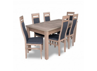 Rechteckeg Iesszëmmer Dësch 6 Still Stull Garnitur Holz Dëscher Iessgarnitur 7tlg