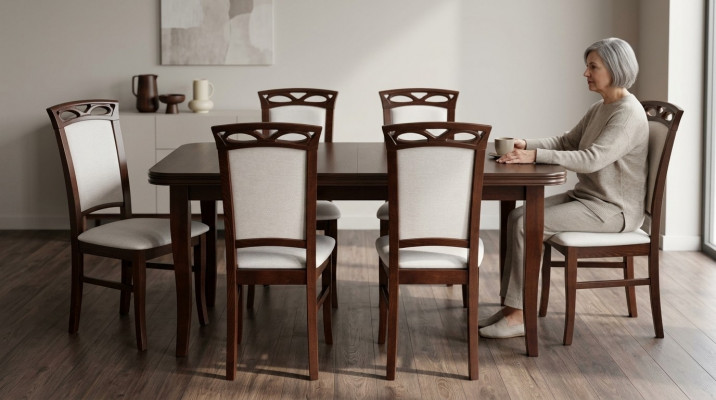 Klassesch Iessdësch Iesszëmmer Holz Garnitur 6x Stull Set Still Lehn 7tlg