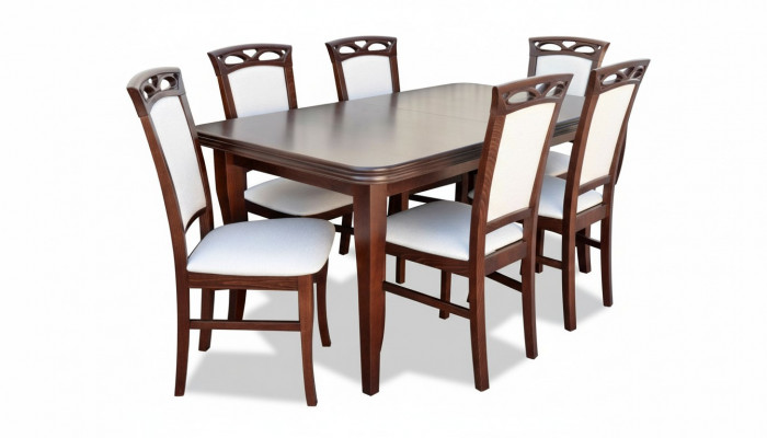 Klassesch Iessdësch Iesszëmmer Holz Garnitur 6x Stull Set Still Lehn 7tlg