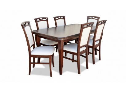 Klassesch Iessdësch Iesszëmmer Holz Garnitur 6x Stull Set Still Lehn 7tlg