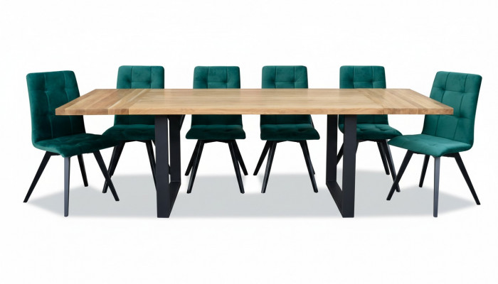 Iesszëmmer Design Miwwel Stullgrupp Dësch + 6 Lehnstull 7 Stéck Set Garnitur Nei