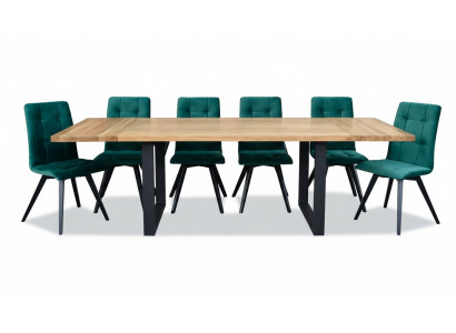 Iesszëmmer Design Miwwel Stullgrupp Dësch + 6 Lehnstull 7 Stéck Set Garnitur Nei