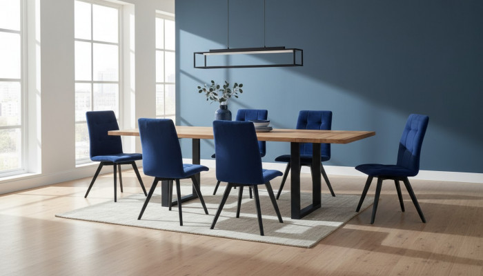 Garnitur Komplett Set Iessdësch 6 Still Iesszëmmer Grupp Holz Dësch Dëscher 7 Deeler
