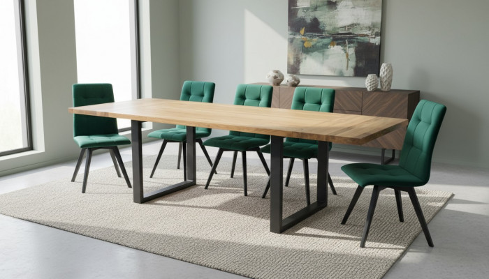 Design Iesszëmmer Stull Set Metall Dëscher Fotel 6x Still Dësch Garnitur 7tlg.