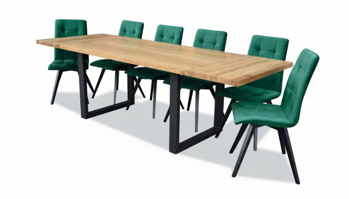 Design Iesszëmmer Stull Set Metall Dëscher Fotel 6x Still Dësch Garnitur 7tlg.