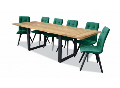Design Iesszëmmer Stull Set Metall Dëscher Fotel 6x Still Dësch Garnitur 7tlg.