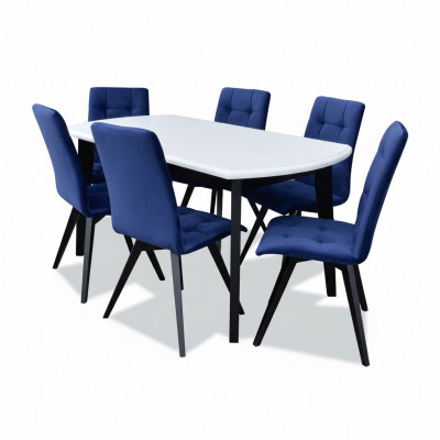 Komplett Set Iessdësch Iesszëmmer 6x Stull Set Holz Iess Grupp Dësch Dëscher 7 Deeler