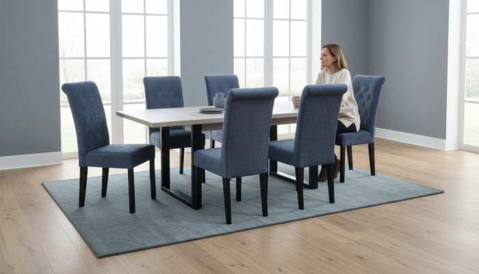Luxus Iesszëmmer Design Garnitur 7tlg. Set Dësch + 6 Stull Modern Komplett Neit