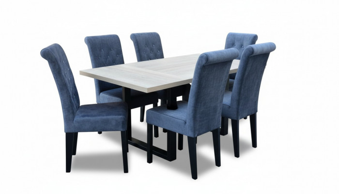 Luxus Iesszëmmer Design Garnitur 7tlg. Set Dësch + 6 Stull Modern Komplett Neit