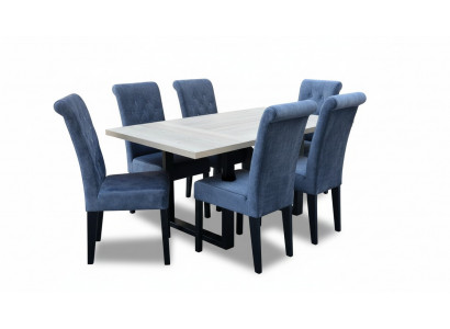 Luxus Iesszëmmer Design Garnitur 7tlg. Set Dësch + 6 Stull Modern Komplett Neit