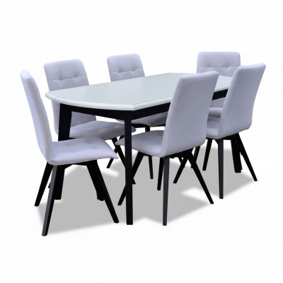 Komplett Set Iessdësch + 6 Stull Esszëmmer Set Iess Grupp Holz Dësch Dëscher Nei