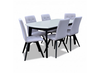 Komplett Set Iessdësch + 6 Stull Esszëmmer Set Iess Grupp Holz Dësch Dëscher Nei