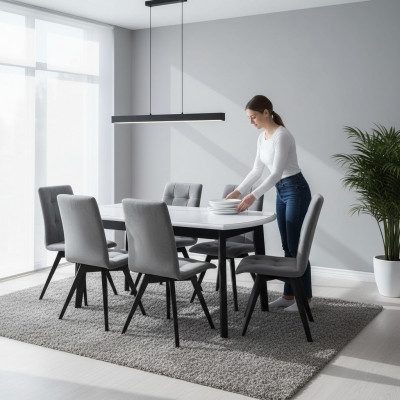 Iesszëmmer Garnitur Set Klassesch Dësch 6x Still Luxus Dëscher 7tlg Komplett Nei