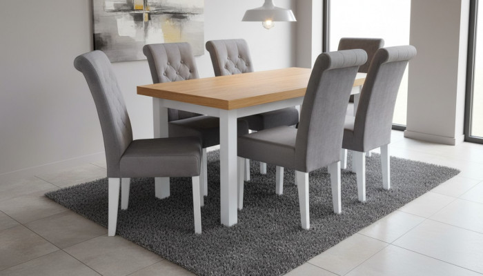 Fauteuil Iessdësch mat 6 Stull Iessensemble Iesszëmmer Dëschgrupp Garnitur 7tlg