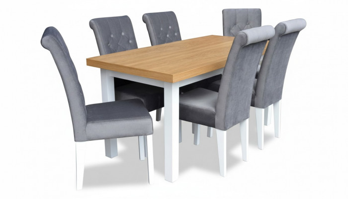 Fauteuil Iessdësch mat 6 Stull Iessensemble Iesszëmmer Dëschgrupp Garnitur 7tlg