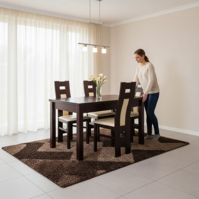Klassesch Iesszëmmer Set Modern Dësch 4x Still Stull nei 5tlg. 70x120