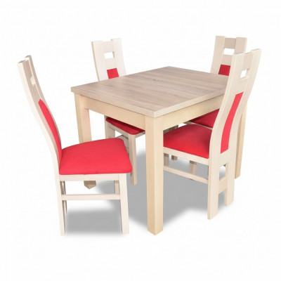 Design Iesszëmmer Set Garnitur 5-teilg Holz Miwwelen Kommode 4x Stull Dësch Gruppen Nei