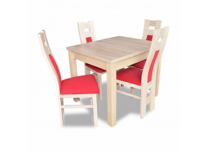 Design Iesszëmmer Set Garnitur 5-teilg Holz Miwwelen Kommode 4x Stull Dësch Gruppen Nei