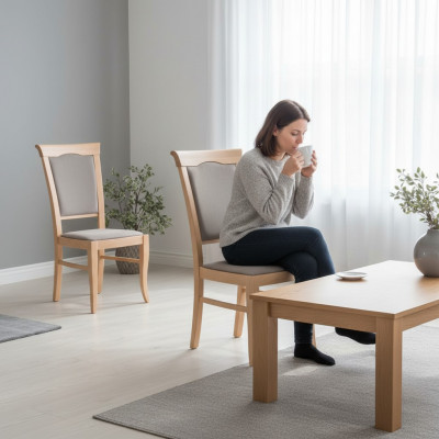 Design 1x Stull Set Iesszëmmerstull Sesselen Gastro Holz Miwwelen Lehnstullen Kichen