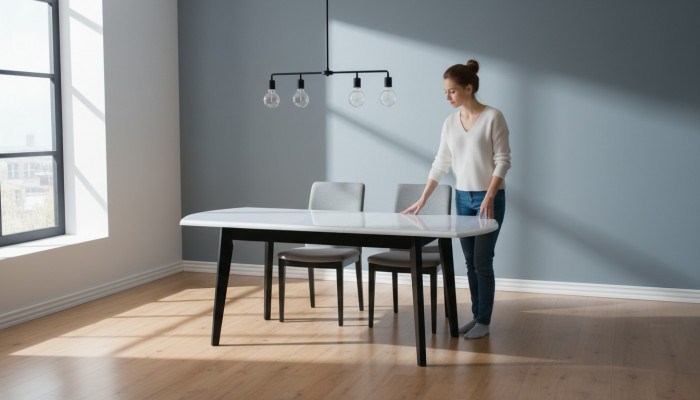 Dëscher Design Dësch Holzdësch Iesszëmmer Luxus Miwwelen Wäiss Schwaarz 80x160/200 cm