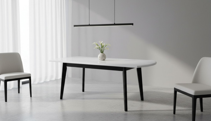 Dëscher Design Dësch Holzdësch Iesszëmmer Luxus Miwwelen Wäiss Schwaarz 80x160/200 cm
