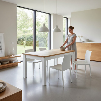Iessdësch Dëscht Grupp Iesszëmmer Wunnzëmmer Garnitur Holz Design Dëscher Nei 160cm