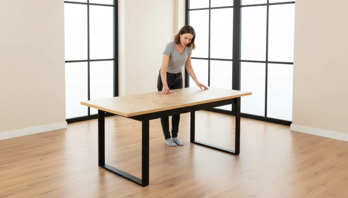Iessdësch Dësch Iesszëmmer Büro Wunnzëmmer Dëscher Holz Design 160cm Auszéiher