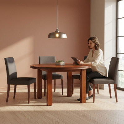 Iessdësch Dësch Iesszëmmer Wunnzëmmer Holz Modern Dëscher 100/140cm Auszéibar Nei