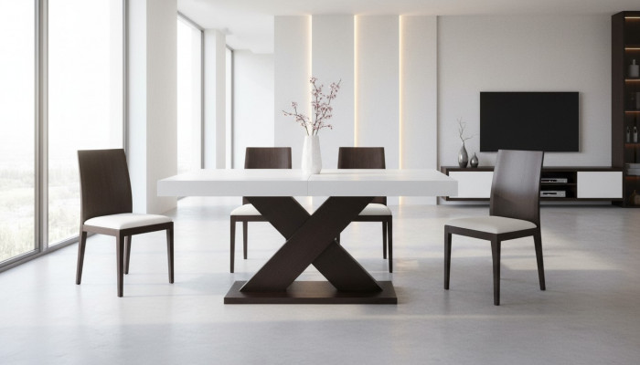 Iessdësch Dësch Iesszëmmer Wunnzëmmer Garnitur Holz Design Miwwelen 90x160/210cm Nei
