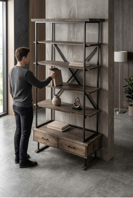 Design Regal Wunnzëmmer Schief Spulläerder Regaler Bicherregal