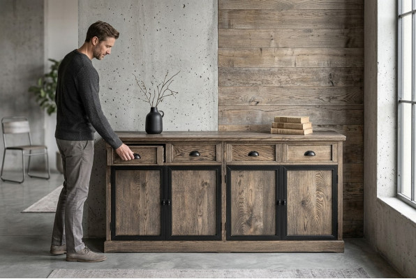 Designer Kommode Anrichte Side Low Board Schaf Wohnzëmmer Regal Holz Luxus