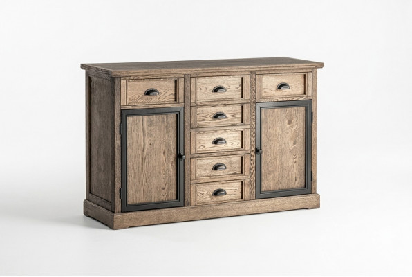 Konsolendësch Braun Holz Schufflott Regal Niewendësch Anrichte Kommode Miwwelen