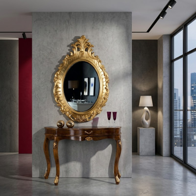 Klasseschen Designer Luxusspigel Wanspigel Barock Rokoko 88x133cm Holzrahmen Nei